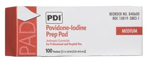 PVP Iodine Prep Pad, Medium, 1.1875" x 2.625", 100 pk/bx, 10 bx/cs