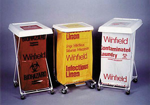 Hamper Bags, 23" x 23", 1.5 mil, Red, "Biohazardous Waste", 30/rl, 10 rl/cs