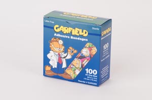 ASO GAR5293, ASO CAREBAND DECORATED BANDAGES Garfield Bandages,  x 3" Strips", Latex Free (LF), 100/bx, 12 bx/cs, CS