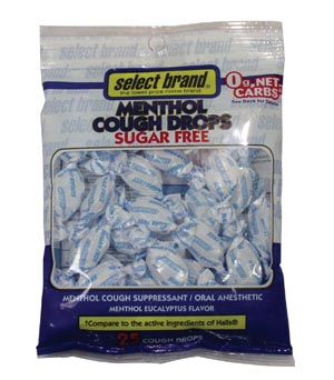 SAJ Distributors 7710429, SAJ SELECT BRAND COUGH DROPS Cough Drop Menthol Sugar Free, Compare to Halls, 25s, 24/cs (UPC 01512701384) (For Sale in US Only), CS