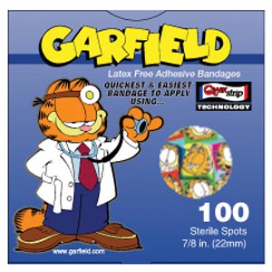 ASO GAR5561, ASO CAREBAND DECORATED BANDAGES Garfield Adhesive Bandages, 7/8 Spots", Latex Free (LF), 100/bx, 12 bx/cs, CS