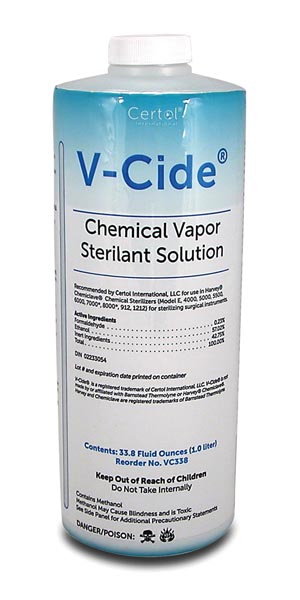 Certol VC338 V-Cide? Chemical Vapor Sterilant Solution Liter Bottle 16/cs (Item is considered HAZMAT and cannot ship via Air)