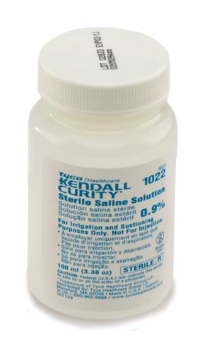Cardinal Health 1020 Sterile Saline Bottle 100mL 6/pk 8 pk/cs
