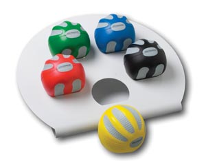 Fabrication Enterprises 10-1976, FABRICATION CANDO HAND WRIST & BODY EXERCISERS Digi-Squeeze Hand/ Finger Exerciser, 5 Piece Set with Stand, Small (DROP SHIP ONLY) (024577), SET
