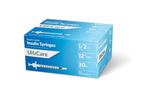 Insulin Syringe, 1/2cc, 30G x -1/2", 100/bx