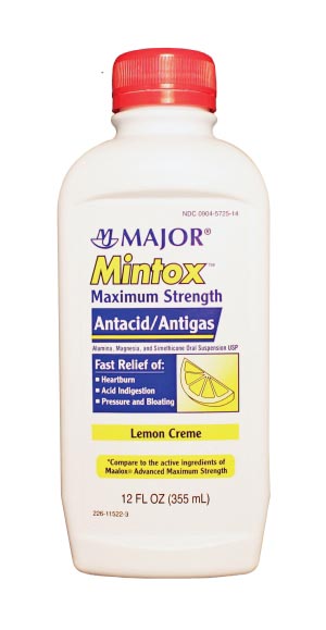 Mintox, Maximum Strength, 12 oz, Lemon, Compare to Maalox, NDC# 00904-5725-14