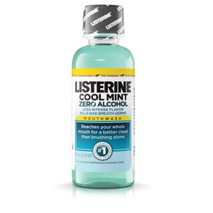 J&J 42830 Listerine Zero Mouthwash Clean Mint 95mL (3.2 oz) 24/cs