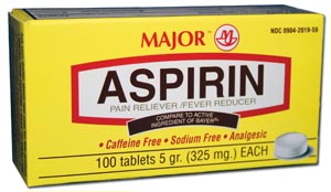 Major Aspirin Film Coated, 325mg, 100s, Compare to Bayer, NDC# 00536-1054-29Tab