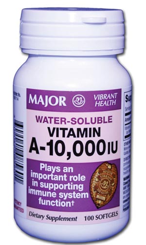 Major Vitamin A Softgel Caplets, 10,000 IU, 100s, 48/cs, NDC# 00904-2085-60  700