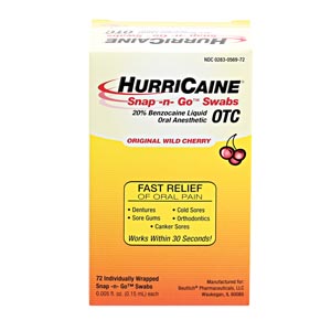 Beutlich Hurricaine® Topical Anesthetic Snap -N- Go™ Swabs Box Mfg. Part No.:0283-0569-72 by Beutlich LP Pharmaceuticals