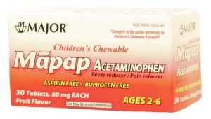 Major MAPAP ACETAMIN 80MG CHILD GRAP TAB 30CT case of 24 By Major Pharmaceutical