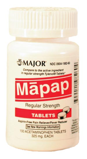 Major Analgesic Mapap, 325mg, Unboxed, 100s, Compare to Tylenol, NDC# 00904-671