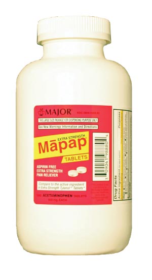 Major Analgesic Mapap, 500mg, 1000s, Compare to Tylenol, NDC# 00904-6730-80 Tab