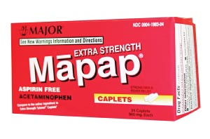 Major Mapap, 500mg, 24s, Boxed, Compare to Tylenol, 24/cs, NDC# 00904-6720-24 c