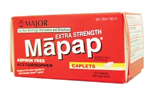 Major Mapap, 500mg, 50s, Boxed, Compare to Tylenol, 24/cs, NDC# 00904-6720-51 c