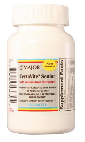 Major Calcium Supplement Certa-Vite Senior, Luetin Tablets, 90s, Compare to Cent