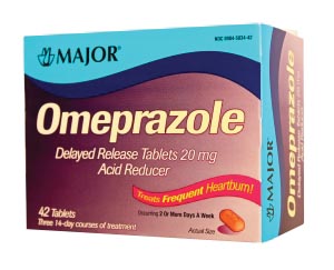 Major Antacid Omeprazole, Delayed Release, 20mg, 42s, Compare to Prilosec, NDC#