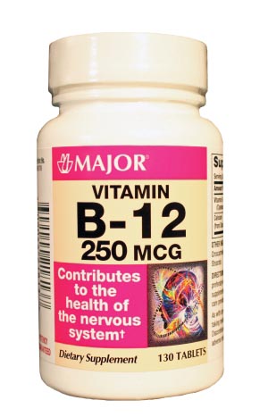 Major Vitamin B B-12, 250mcg, Tablets, 130s, 24/cs, NDC# 00904-4218-13 Each 7000