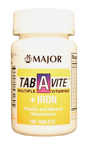 Major Tab-A-Vite, Iron, Tablets, 100s, Compare to One-A-Day, NDC# 00904-0531-60