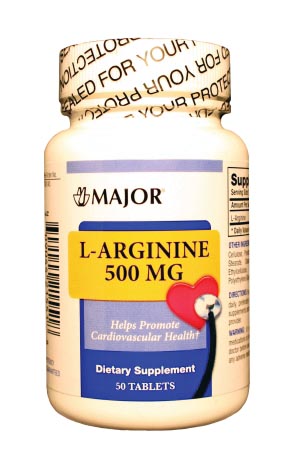 Major L-Arginine, 500mg, Tablets, 50s, 24/cs, NDC# 00904-4215-51 Dietary Supplem