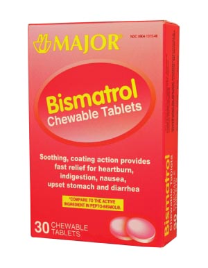 MajorBismatrol, Chewable Tablets, 30s, Compare to Pepto-Bismol�, NDC# 00904-13