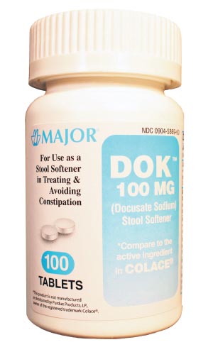 Major Docusate Sodium, 100mg, 100s, Compare to Colace, NDC# 00904-6750-60  Each 