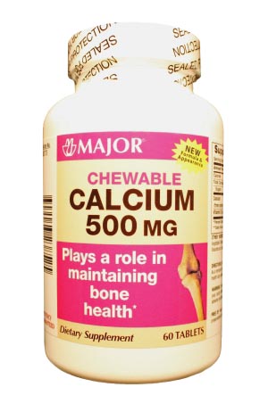 Major Calcium Supplement Calcium Chewable Tablets, 500mg, 60s, Compare to Os-Cal