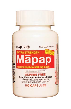 Major Analgesic Mapap, 500mg, 100s, Unboxed, Compare to Tylenol, 24/cs, NDC# 00